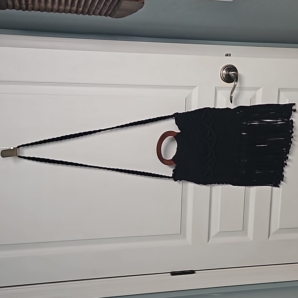 Danielle Nicole Boho Fringe Black Macrame Crossbo… - image 2